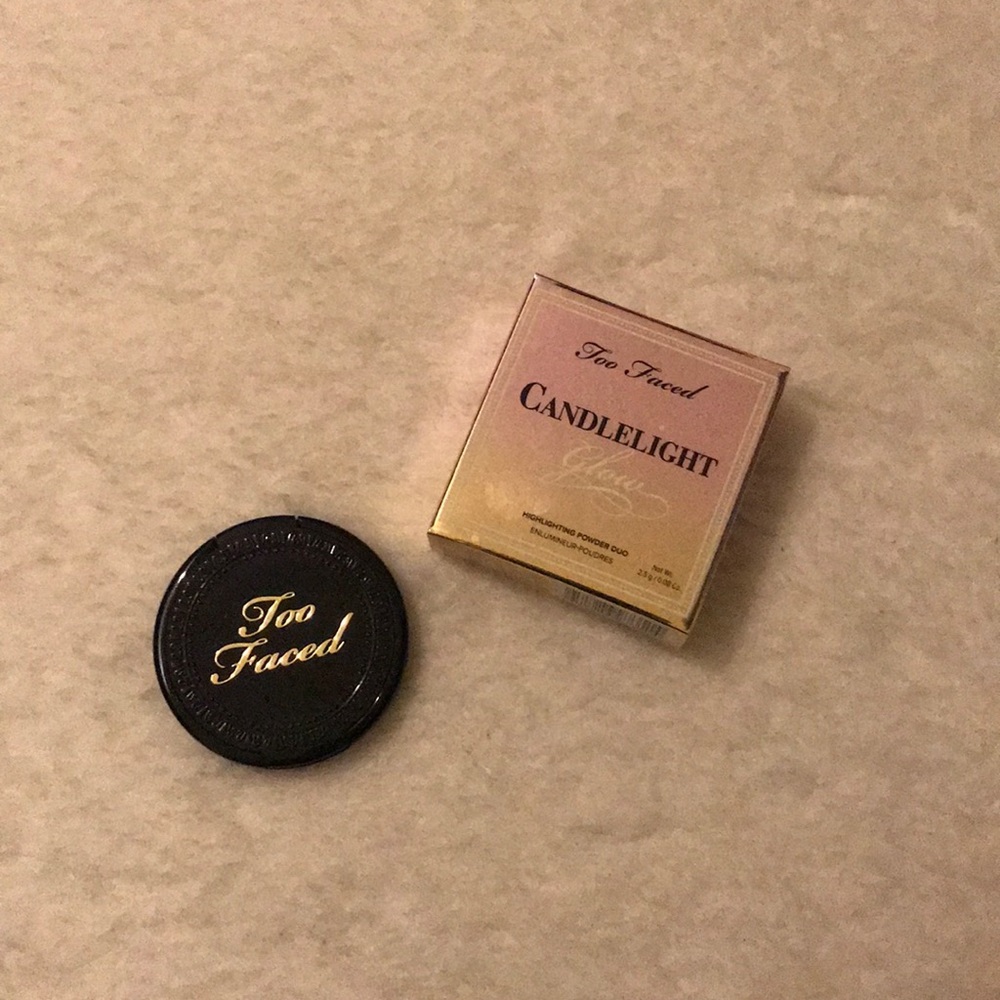 BNIB Too Faced Candlelight Glow Highlight Duo Mini in Rosy Glow